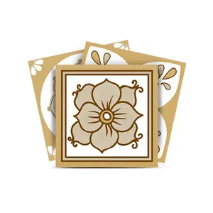 360 stand Square Peel-Stick Decorative Tiles Stickers - 24 Pcs 12x12 in Vintage Brown & White Glossy Removable Waterproof, for Room & Multi-Room Home Decor (Model 556406), Coastal