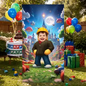 2D Flat Banner Door Cover, Birthday Decoration for Gamers, Photo Booth Backdrop, Electronic Game Party Decor, No Power Required