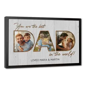 Personalized Fathers Day Canvas Gifts For Dad With Photo, Daddy To The World You Are One Person Canvas Wall Art, Father's Day Gift From Daughter and Son, Custom Dad Photo Poster, Christmas Gifts