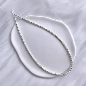 Freshwater Pearl White Rice Pearl 3-4mmbaby Chain Small Necklace Classic Versatile Fashion Pure Natural Pearl 17inches