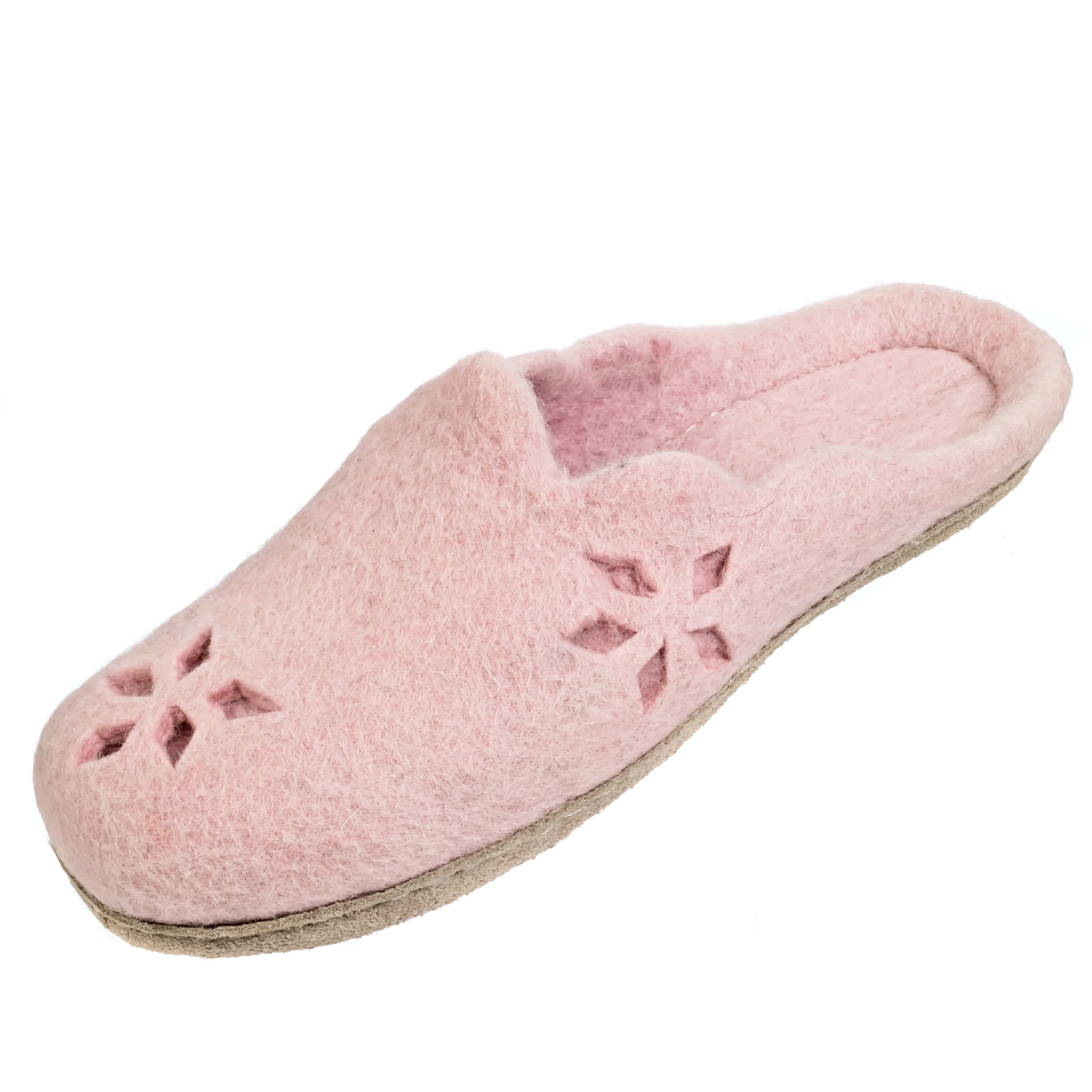 Herblandia Women's Cut Merino Wool Slipper Slide Comfort Walking Shoes Footwear - Pink