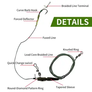 Carp Fishing Hair Rigs Set, Pre-Bound Carp Fishing Gear with Sharp Hooks, Rotating Rings, Lead Core Line, Pe Line, Carp Fishing Accessories