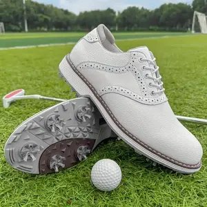 Men'S Golf Shoes, Professional Anti-Slip Comfort, Large Size 39-48, Sports Casual Style, Faux Upper, Rubber Sole, Breathable Fabric Lining, Lace-Up Closure, All-Season Outdoor Sports Footwear golf shoes