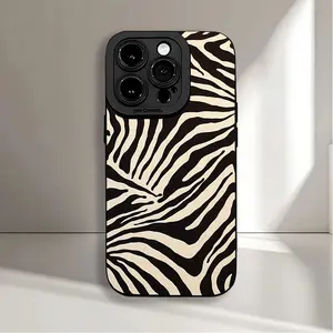 Phone Case - Easy Retro Zebra Print Pattern UV Printing Matte Phone Angel Eyes Soft Phone Case Cover 360 Degree Full Protection for Iphone 16 11 12 13 14 15 Pro Max XR X/ XS 7 8 Plus SE Mini for Smartphone