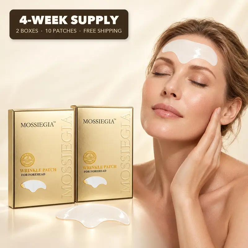 Forehead Wrinkle Patches – 10 Hydrogel Patches in 2 Boxes, Triple Collagen & Acetyl Hexapeptide-8 for Frown Lines, 11's & Forehead Lines, Fabric-Backed Spa-Grade Smoothing Mask - MossieLift by MOSSIEGIA