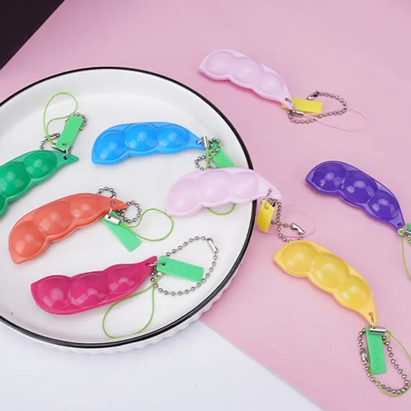 Squeeze Bean Keychain Stress Relief Toy, Pea Pod Sensory Stress Relief Toy, Peanut Stress Relief Toy, Stress Relief Toy, Party Gift, Birthday Gift, Sensory Fidget Keychain, Stress Relieving Accessory
