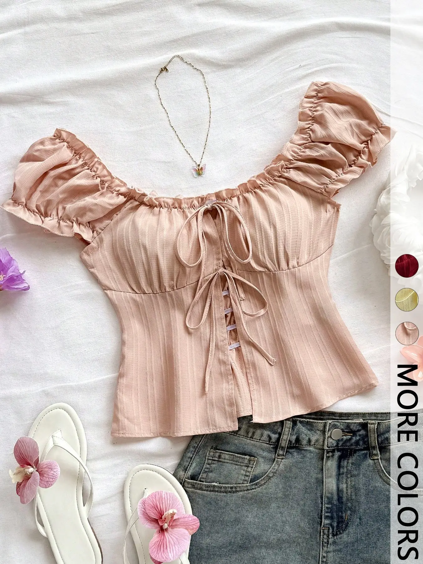 Puff sleeve lace top - TikTok Shop