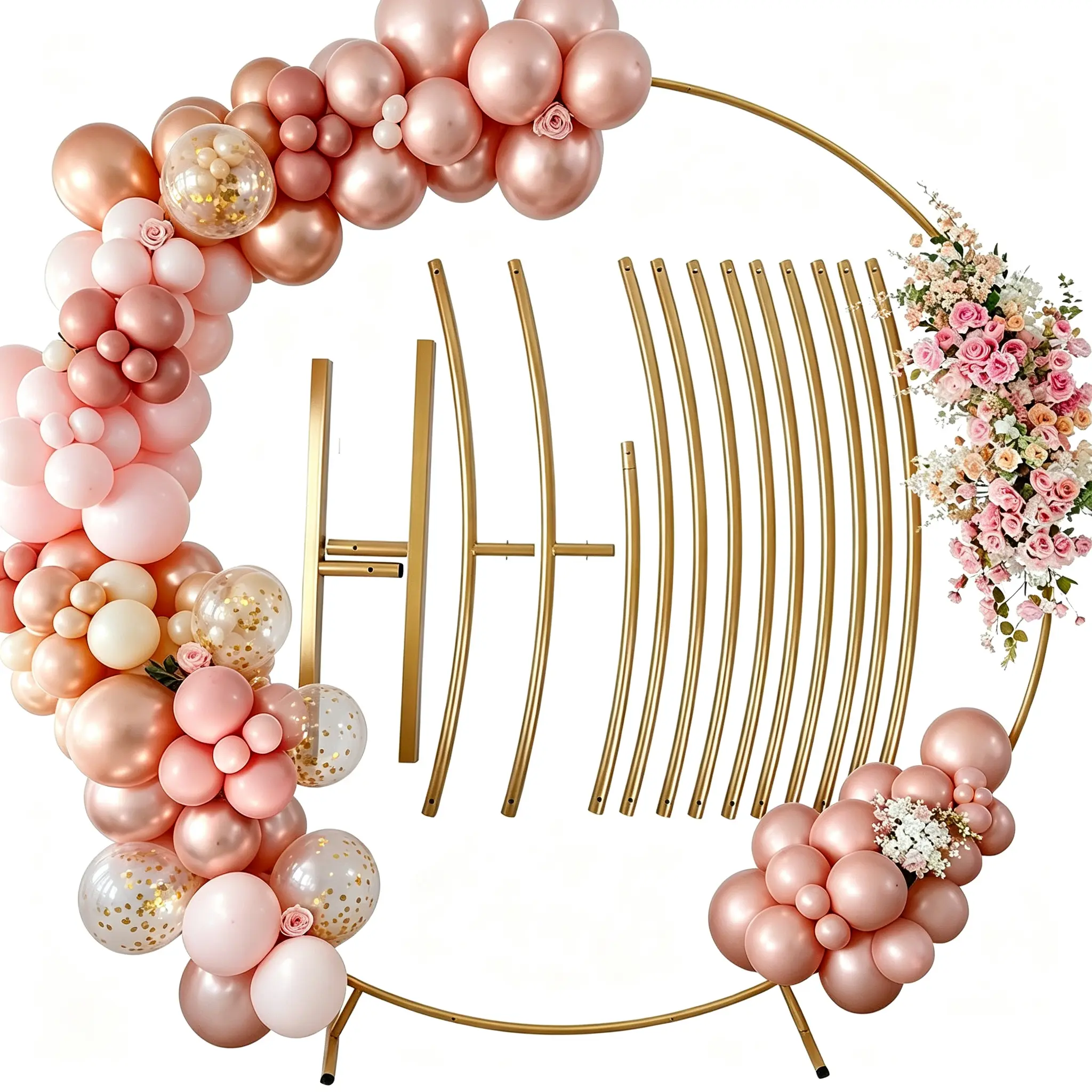 7.2FT Large Size Metal Round Balloon Arch kit Decoration, Wedding Birthday Party Gold Metal Circle Decoration, Graduation Decoration Baby Shower Party Photo Background