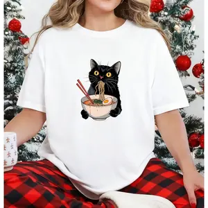 Noodle Cat Shirt, Ramen Cat T-Shirt, Foodie Lover Shirts, Black Cat Noodle T-Shirts, Retro Cat Tees, Cat Lover Sweatshirts, Black Cat Tshirt