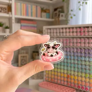 Summer Cow Pool Float Acrylic Page Clip for Coloring Book | Bookmark
