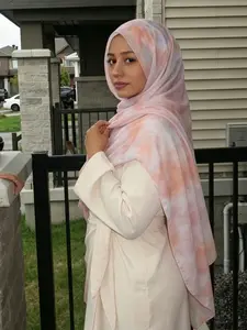 Women's Tie-Dye Bali Scarf, Ditsy Floral Long Scarf, Breathable Sun Protection Wrap, Elegant Multi-Use Shawl, Soft Fashion Accessory