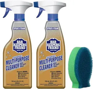 Bar keepers Spray + Foam Multipurpose Cleaner, 25.4 oz x 3, Surface Cleaner Removes Rust Stains, Mineral Deposits, Soap Scum, Grime & Tarnish