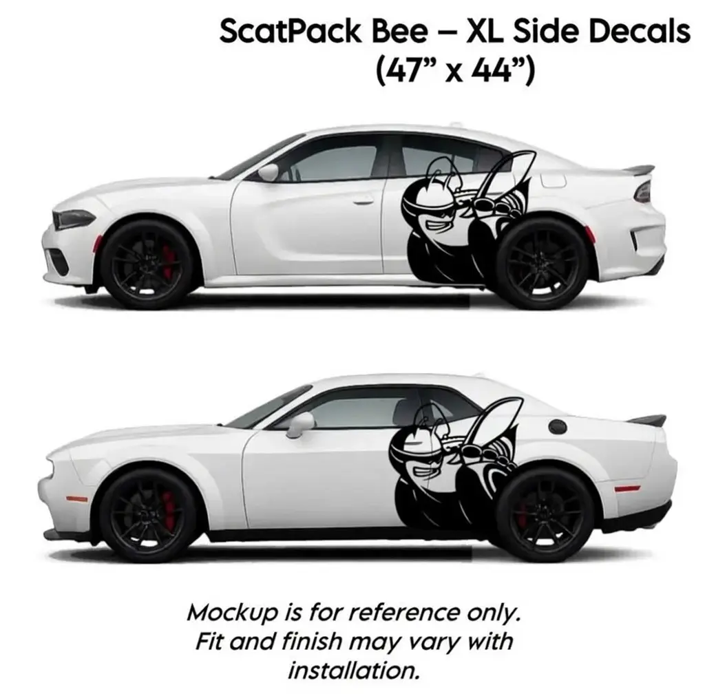 Dodge Challenger & Charger  Scatpack Rear Side Decal Kit (Left & Right Pair) – XL Vinyl Car Stickers for Scatpack, 392 Models – Weatherproof, UV-Resistant, Fade-Resistant, Easy Apply Muscle Car Exterior Mod