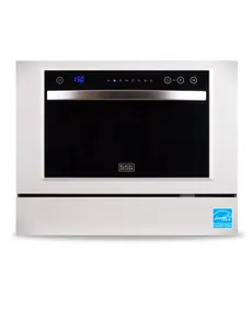 BLACK+DECKER Countertop Dishwasher, Counter Dish Washer with 7 Wash Programs, 6-Place Setting Capacity, 24-Hour Delayed Start, ENERGY STAR Certified, BCD6W, White