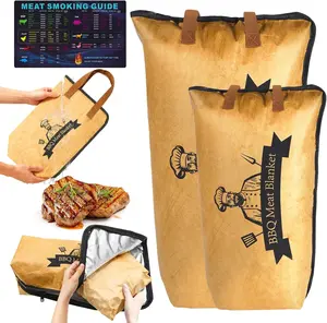 2 Pack BBQ Blanket for Resting Meat, 21&15 Inch   Meat Resting Blanket with Grilling Guide, Grill Accessories Gifts for Men, Dad