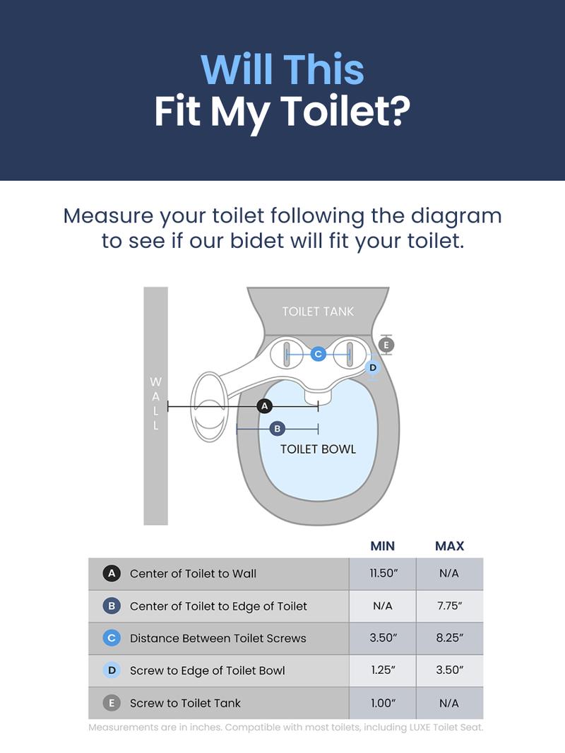 LUXE Bidet NEO 120 - Rear Wash, Self-Cleaning Nozzle, Fresh Water Non-Electric Bidet Attachment for Toilet Seat, Adjustable Water Pressure
