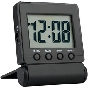 Compact Digital Travel  Clock with High/Low Volume Options,Simple to Set,Easy to Read,Bold Digits,Snooze Backlight,Quality Construction,2 AAA  Operated,Black