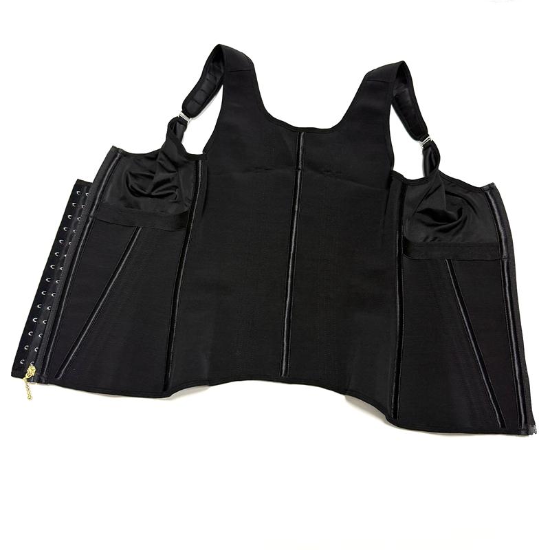 Shapewear Women Colombian Fajas Waist Trainer Tummy Control Vest Body Shaper 17 Steel Bones 3-Row Hooks Zipper Adjustable Strap