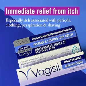 Vagisil Regular Strength Anti-Itch Feminine Cream for Women, Gynecologist Tested, Hypoallergenic, Fast-acting and Long-lasting Itch Relief, Vaginal Moisturizer Soothes and Cools, 1 oz (Pack of 1)