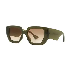 Mad Shade Bold Green Geometric Frame with Brown UV400 Lens - Oversized Retro Sunglasses #16