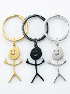 Cartoon Figure Shaped Bag Pendant Keychain for Men & Women, Stainless Steel Keychain, Metal Key Chain, Cute Key Ring, Keychain For Bags