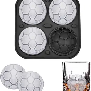 Football Ice Cube Tray 3D Design, Silicone Fun Shape, Ideal for Beverage Cocktails Whiskey Bourbon Brandy, Men's Gift, Ice Mold