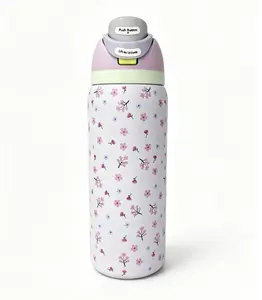 Owala 32oz Stainless Steel Water Bottle with Cherry Blossom Print Leak-Proof Lid Insulated Mug Keeps Drinks Cold 24H for Travel & Sports Drinkware Flasks Portable Tumbler Bottled Beverage Reusable Stranger Things sublimation