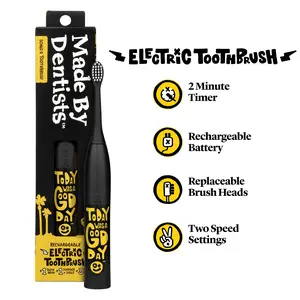 Made By Dentists Sonic X Electric Toothbrush – Rechargeable, 8X Plaque Removal, 2 Speed Modes, 2-Minute Timer, 6 Brush Heads Included, Today Was A Good Day Edition, Kids Sonic Toothbrush