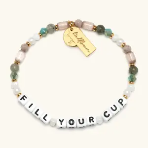 Little Words Project x Cameron Rogers - Fill Your Cup Bracelet – Crystal & Acrylic Beads, Trackable Kindness Bracelet, Gives Back to The Jed Foundation – Choose Your Size
