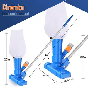 Upgraded Swimming Pool Spa Jet Vacuum Cleaner with Brush with 3section 120cm/47inch Pole, Include Pool Leaf Skimmer Net, Above Ground Inflatable Pool Hot Tub Pond Spa Lake and Fountain, No Electric Power Needed, Use Garden Hose Water Pressure