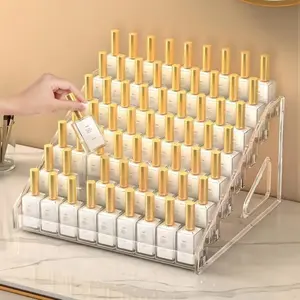 Multi-Layer Nail Polish Organizer Box, Transparent Plastic Display Rack, Staircase Design, Durable and High Transparency, Makeup Cosmetic Organizer, Home Use Makeup Storage, Cosmetics Organizer Storage
