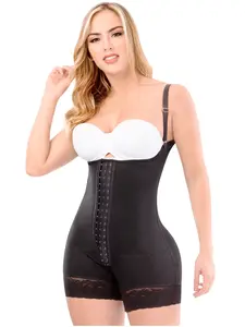Latin Rose | Colombian Faja Full Body Bodysuit | Open Bust | Hook Front Closure | Butt Lifting Short Cut | Adjustable Straps | Firm Waist Sculpting