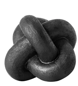 Modern Black Resin Knot Decor 5.5 Inch Tabletop Abstract Sculpture Home Accent Figurine