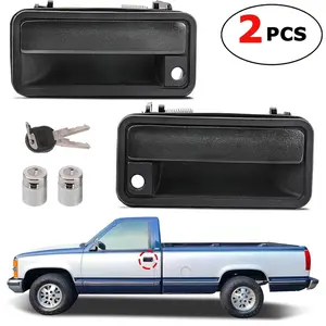 Exterior Door Handle w/ Lock Cylinder & Keys For Chevrolet C1500 GMC K1500 1995-2000 Front Front Left & Right OE:15742230、15742229、12549131