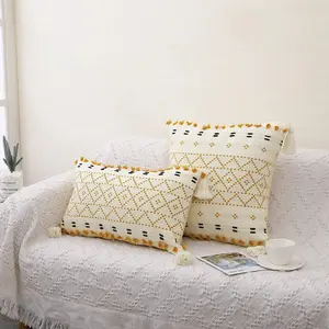Office light luxury pure cotton bohemian fringed throw pillow office waist pillow bedside pillow cushion sofa cotton
