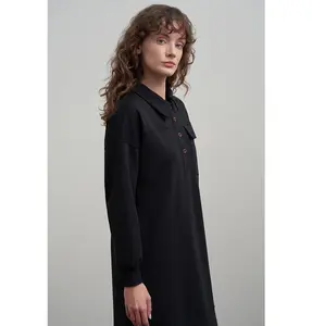 Modest Muslim Women's Quarter Buttoned Tunic - 52352 Black