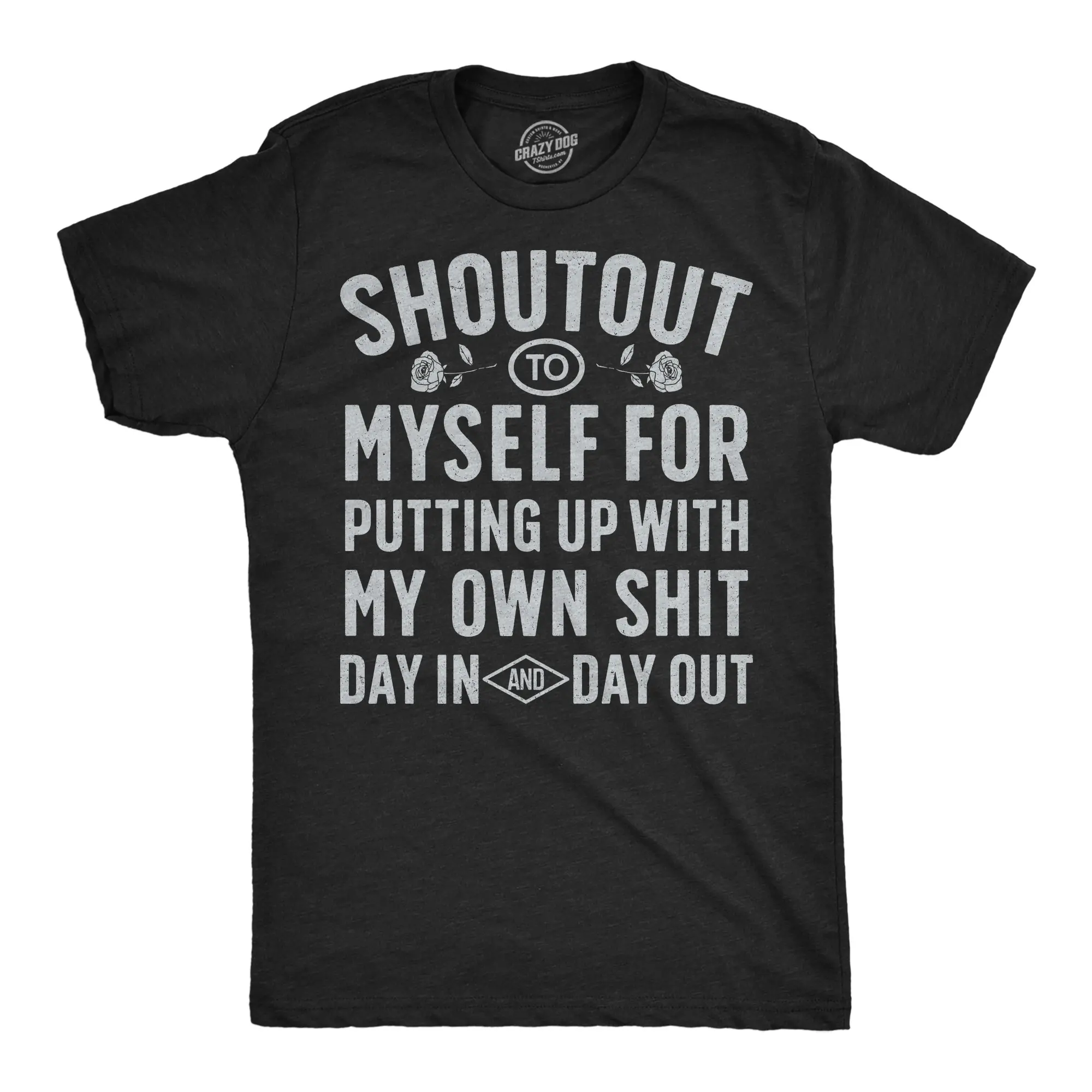 Mens Funny T Shirts Shoutout To Myself For Putting Up With My Own Shit Sarcastic Tee For Men Mens Funny T Shirts Cool Vintage Fashion T-Shirt Gift Classic Menswear Funny mental health Short Sleeve Novelty Tees Black -