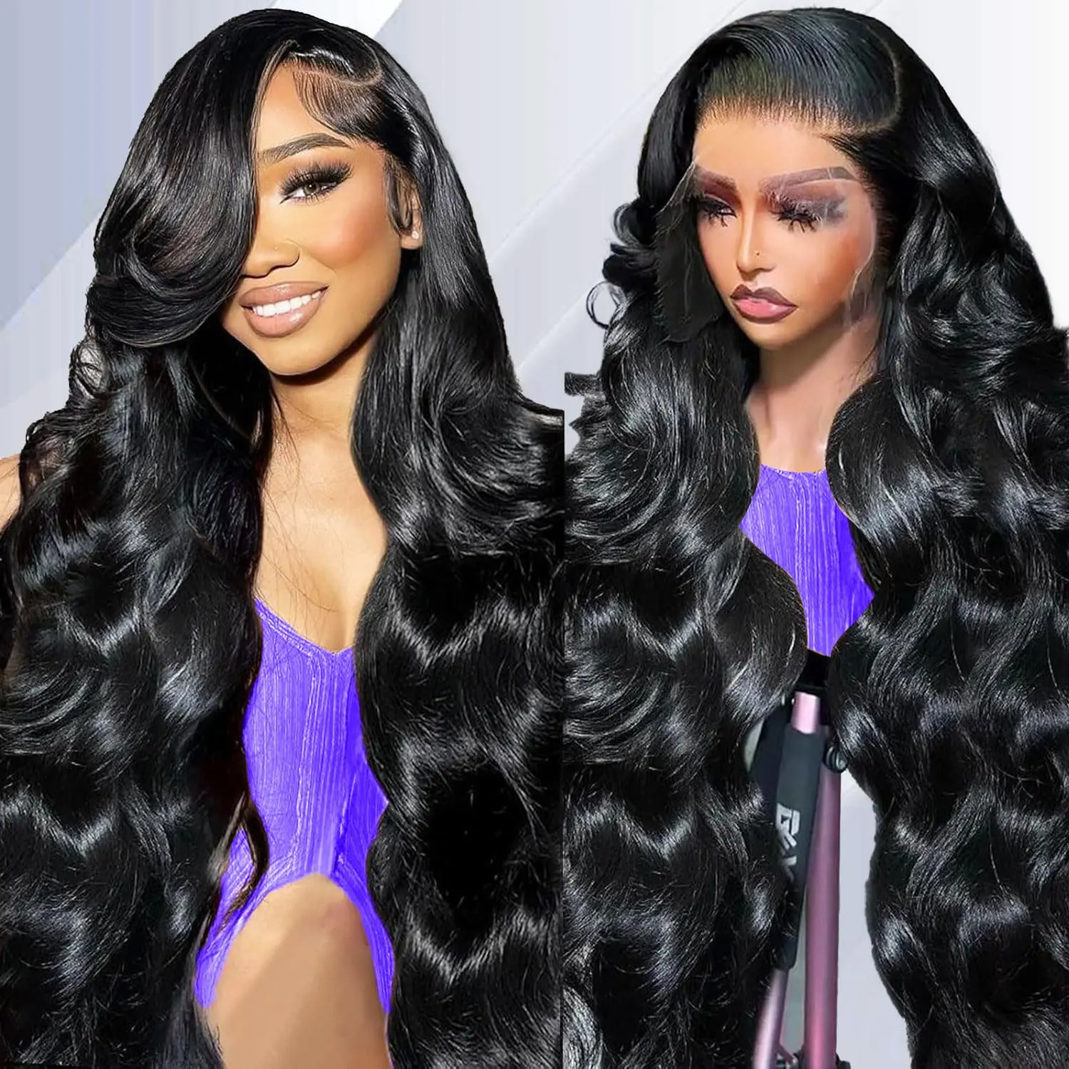 13x6 Lace Front Wig Human Hair Body Wave 34 Inch Long Pre Plucked Amazon.com : Dianthe 34 Inch 13x6 Deep Wave Lace Front Wigs  main image 2