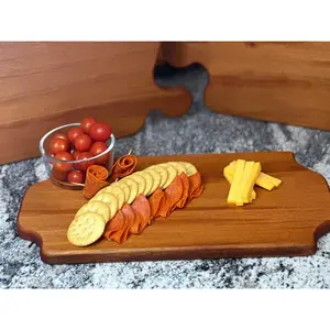 Handmade Mahogany Charcuterie Board - Unique Hardwood Design with Red Grain - Two-handled Rectangular Serving Tray