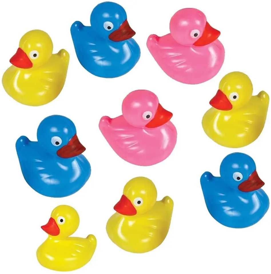 Floating Plastic Duck Toys - Pack of 12 - Durable Duckie Bath Tub Water Toys for Kids, Carnival Theme Party Supplies, Birthday Party Favors and Goodie Bag Fillers
