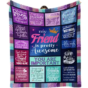 Best Friend Blanket, Slogan Print Blanket, Friendship Gift for Friends, Birthday Present, Sofa Throw Blanket, 1pc Cozy Plush Wrap, Ideal for Gifting