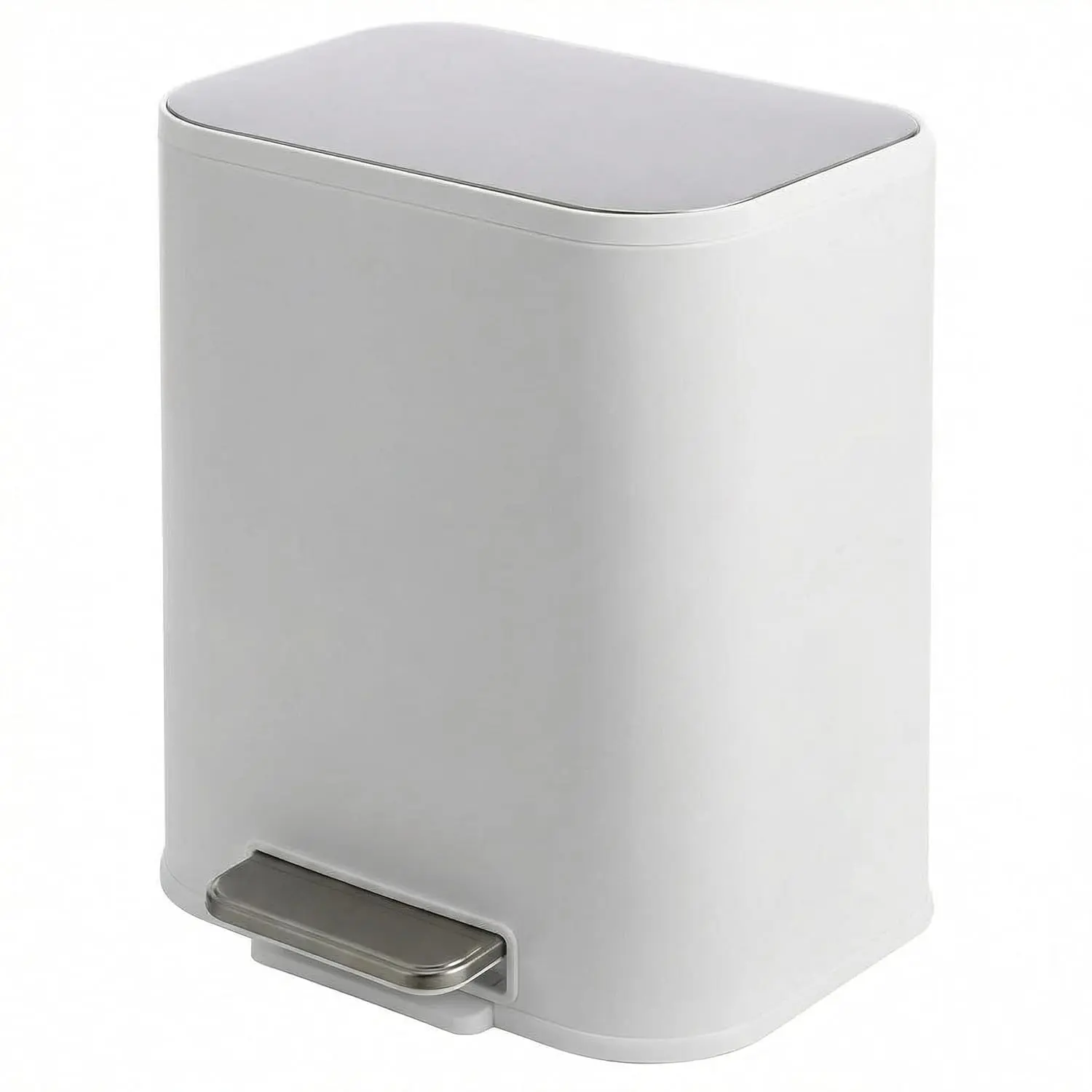 12 Liter 3.2 Gallon Stainless Steel Trash Can, Step On Pedal, Soft Close Lid, Removable Inner Bucket, Brushed Finish, White