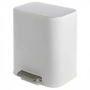 12 Liter 3.2 Gallon Stainless Steel Trash Can, Step On Pedal, Soft Close Lid, Removable Inner Bucket, Brushed Finish, White