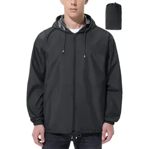 UIQUR Mens Rain Jacket Raincoat Windbreaker Running Waterproof Lightweight Packable with Hood Travel Hiking Cycling