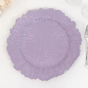 6-Pack Acrylic Plastic Charger Plates 13" Round Lavender Lilac Reef Design - Decorative Dinner Charger Tableware