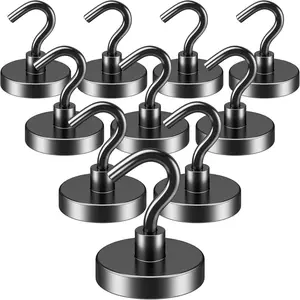 Cruise  Haves, 80 Lbs   Hooks, Heavy Duty Earth  with Hook for Refrigerator,  Metal Hooks for Classroom, Office, and Kitchen BBQ (Black, Pack of 10)