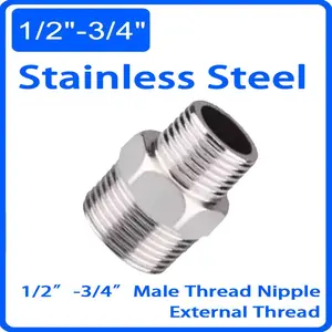 1/2/4pcs G1/2"×g3/4" Male Thread Barrel Nipple Adapter, Stainless Steel Water Drainage Fitting, Durable Plumbing Connector