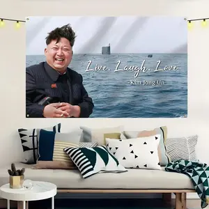 Live Laugh Love Quote Flag 3x5ft Funny Kim Jong Un Flag  for Bedroom Living Room Dorm Wall Decor