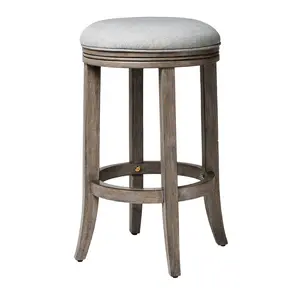 Maven Lane Eva Round Backless Kitchen Swivel Stool, Reclaimed Oak,Counter Height