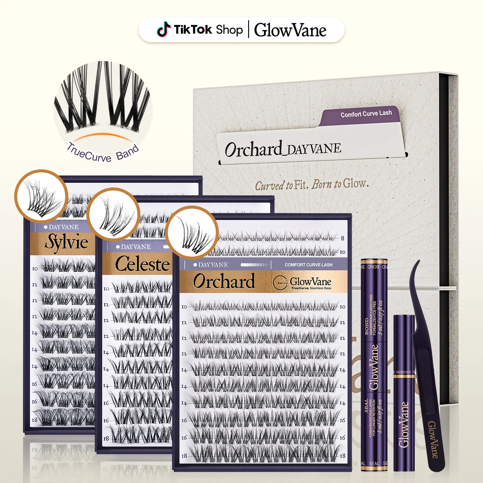 【NEW】GlowVane TrueCurve DIY Lash Clusters Kit - 0.03mm Curved Lash Clusters, DDCurl Shape 8-18mm Soft Lightweight, Seamless Natural Fit No Eye Strain for Beginner Adults